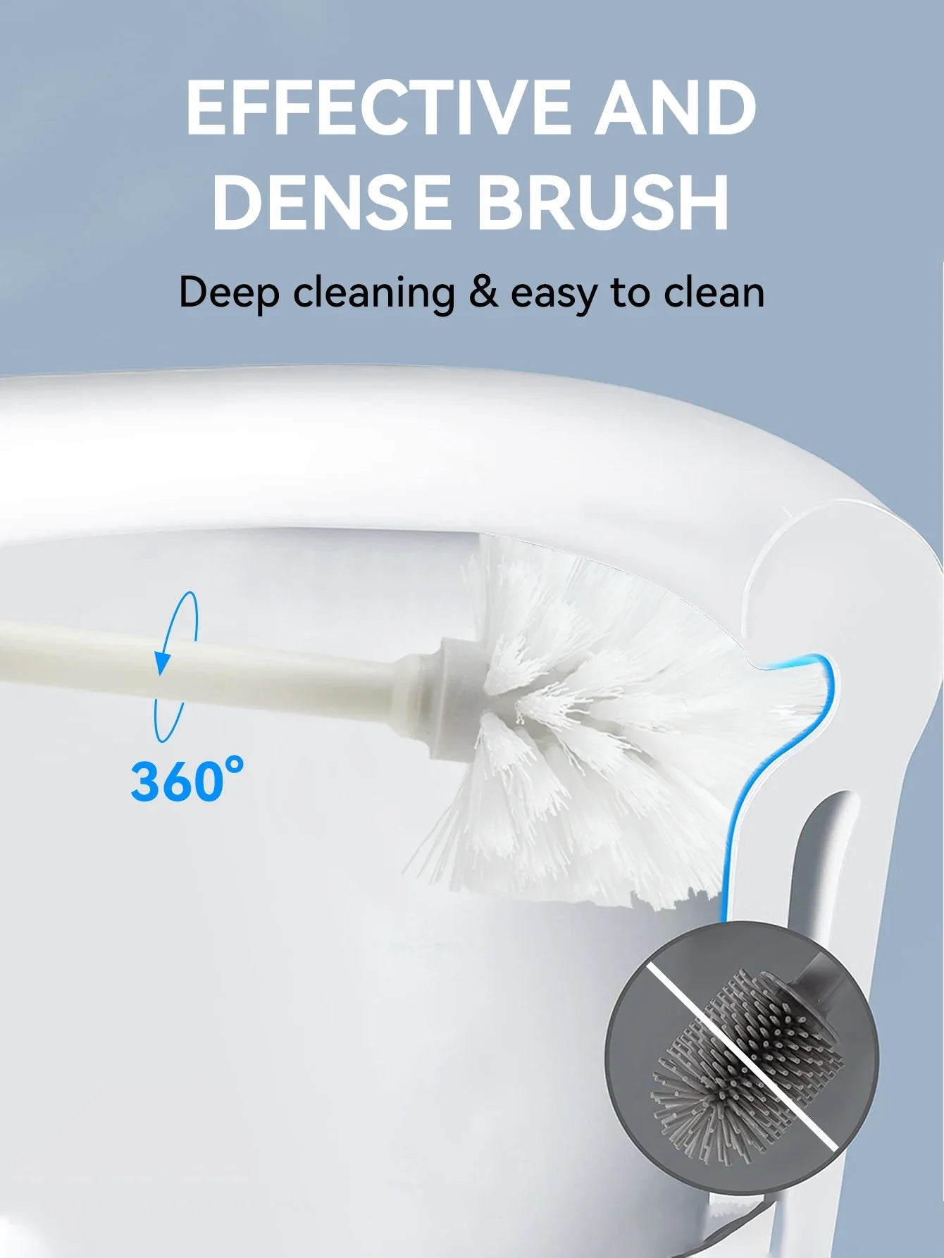 WORTHBUY Toilet Brush Set - Long Handle Bathroom Cleaning Brush with Standing Holder Base for WC Care