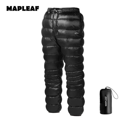 MAPLELEAF Ultralight Down Pants – 800FP Warm Winter Ski, Snow, Windproof & Waterproof Trousers for Camping & Hiking