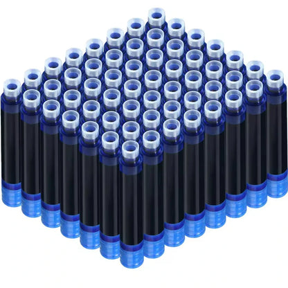 50/100pcs Fountain Pen Ink Cartridges – Black, Blue & Red Refill Set (2.6/3.4mm Bore) High-Quality