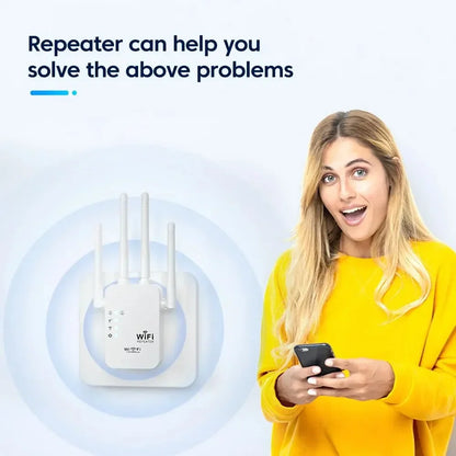 WiFi Extender 300M – Long Range Wireless Signal Booster & Internet Repeater with EU Plug