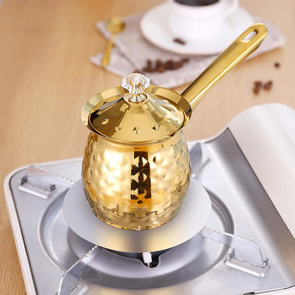 Turkish Coffee Pot with Long Handle - Multi-Use Milk Frothing Pitcher, Greek Coffee Moka Pot, Small Butter Pot - Ideal Kitchen Gift for Men