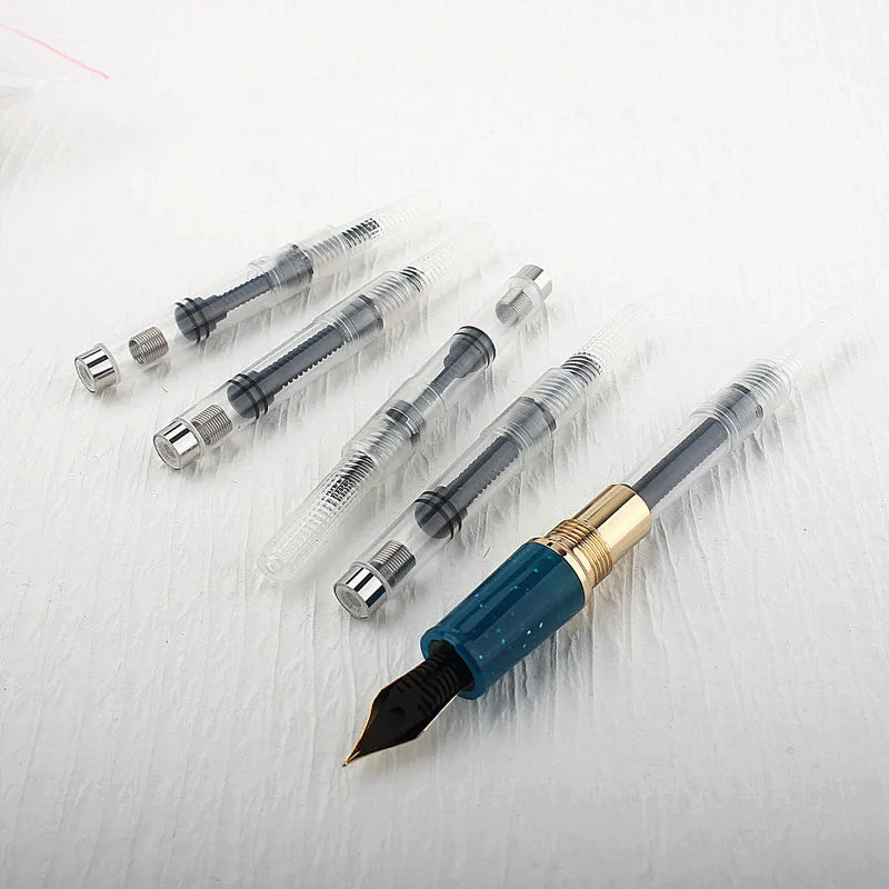 10pc Black Fountain Pen Ink Converter & Refill Cartridges – Pump Style