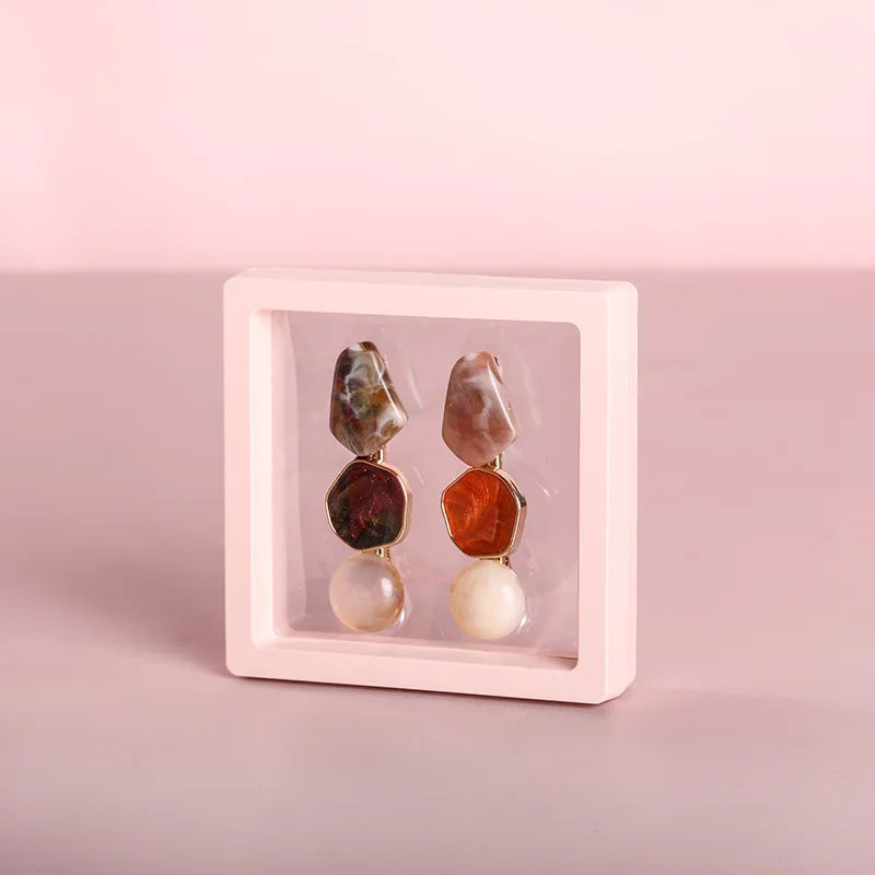 10pcs Transparent Floating Jewelry Display Boxes – Colorful 3D PE Membrane Frame Cases