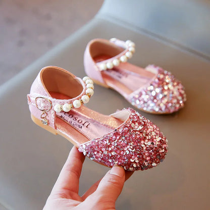 Girls Sequined Leather Shoes - Fashion Princess Sandals for Baby Girls, Size 21–35