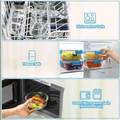 30-Piece Glass Food Storage Container Set — Airtight Meal Prep Containers with Upgraded Snap-Lock Lids, Oven Safe