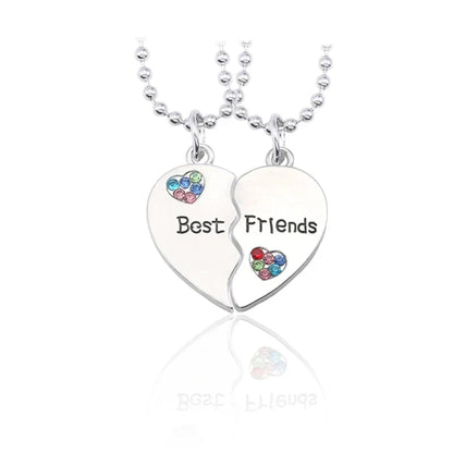 BFF Heart Split Friendship Necklace Set – Matching Broken Heart Pendant Jewelry Gift for Best Friends, Men & Women