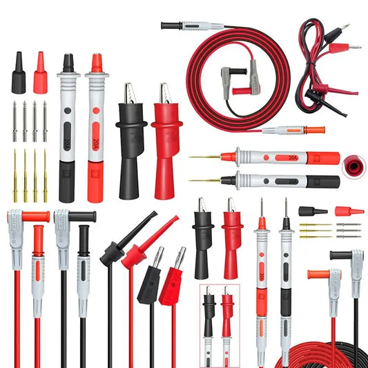 P1308B 18PCS Test Lead Kit – 4mm Banana Plug to Test Hook Cable with Multimeter Probes & Alligator Clips