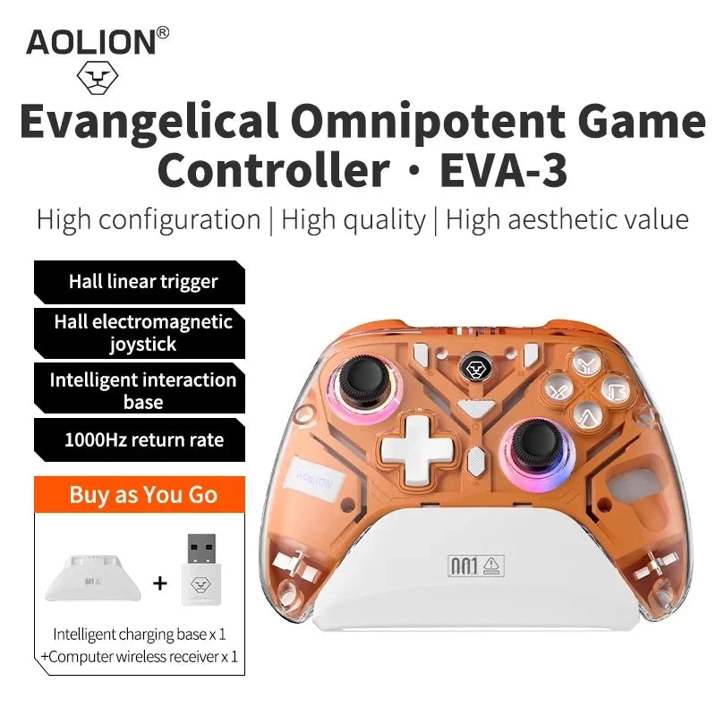 Aolion K10 RGB Wireless Gaming Controller – Gamepad with Charging Dock, Hall Effect Joystick & Trigger for Nintendo Switch 2/PC/Phone