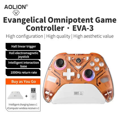 Aolion K10 RGB Wireless Gaming Controller – Gamepad with Charging Dock, Hall Effect Joystick & Trigger for Nintendo Switch 2/PC/Phone