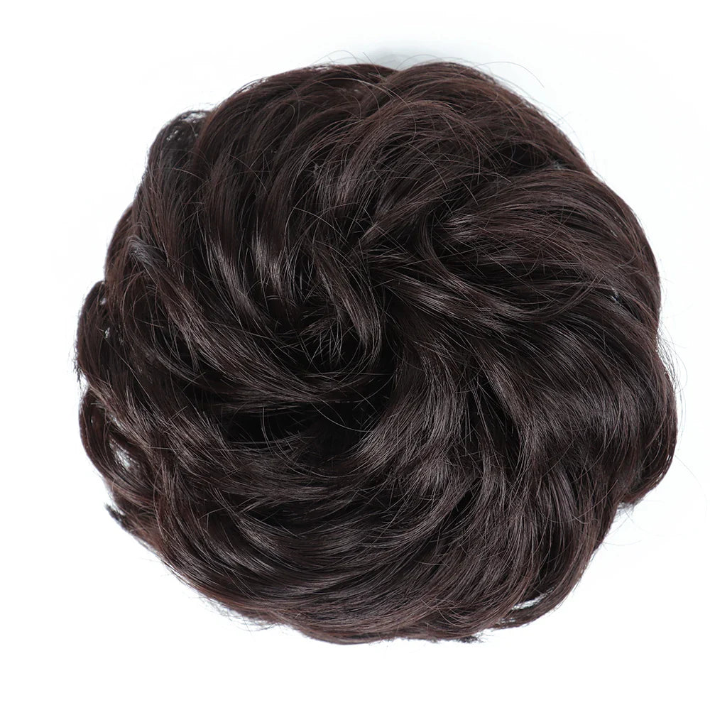 Azqueen Synthetic Messy Bun Chignon – Gray Brown Hair Bun Pad with Elastic Rope & Rubber Band Hair Extensions