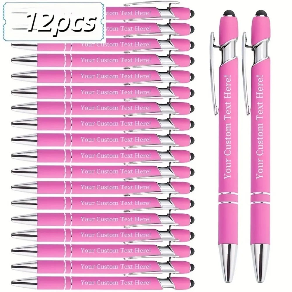 Engraved Metal Ballpoint Pens - 12-Pack Personalized Business, Anniversary & Graduation Gift Pens