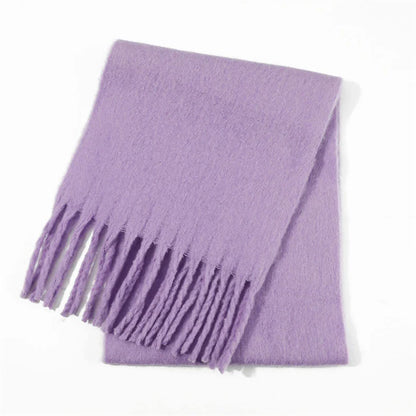Luxury Cashmere Scarf for Women - Thickened Warm Shawl with Classic Tassels, Soft Solid Color Wrap for Autumn and Winter