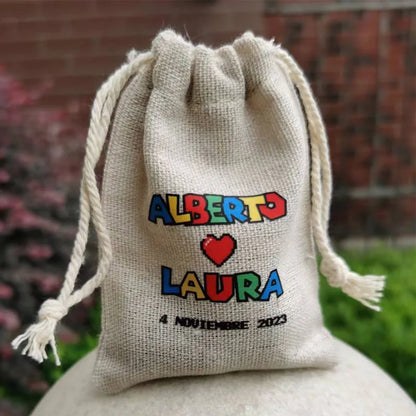 50PCS Natural Linen Gift Bags — 5×7, 7×9, 9×12cm Jute Candy & Jewelry Pouches