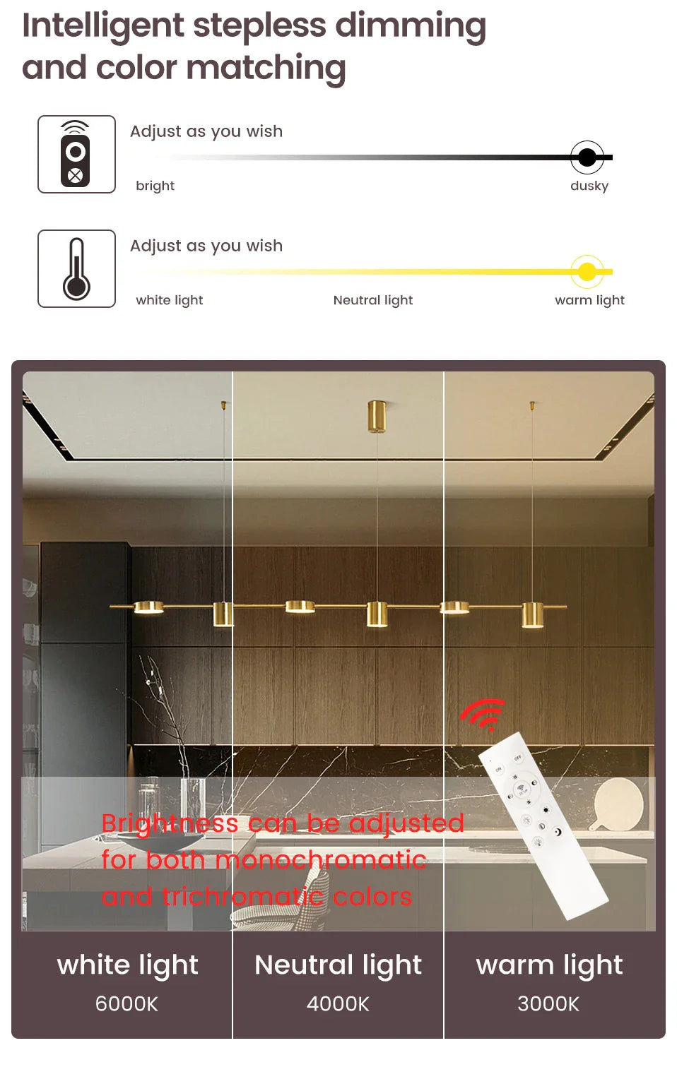 Contemporary Elegance: Modern LED Living Room Chandeliers - Dimmable Ceiling Chandelier for Dining Table, Kitchen, and Indoor Lighting Ambiance
