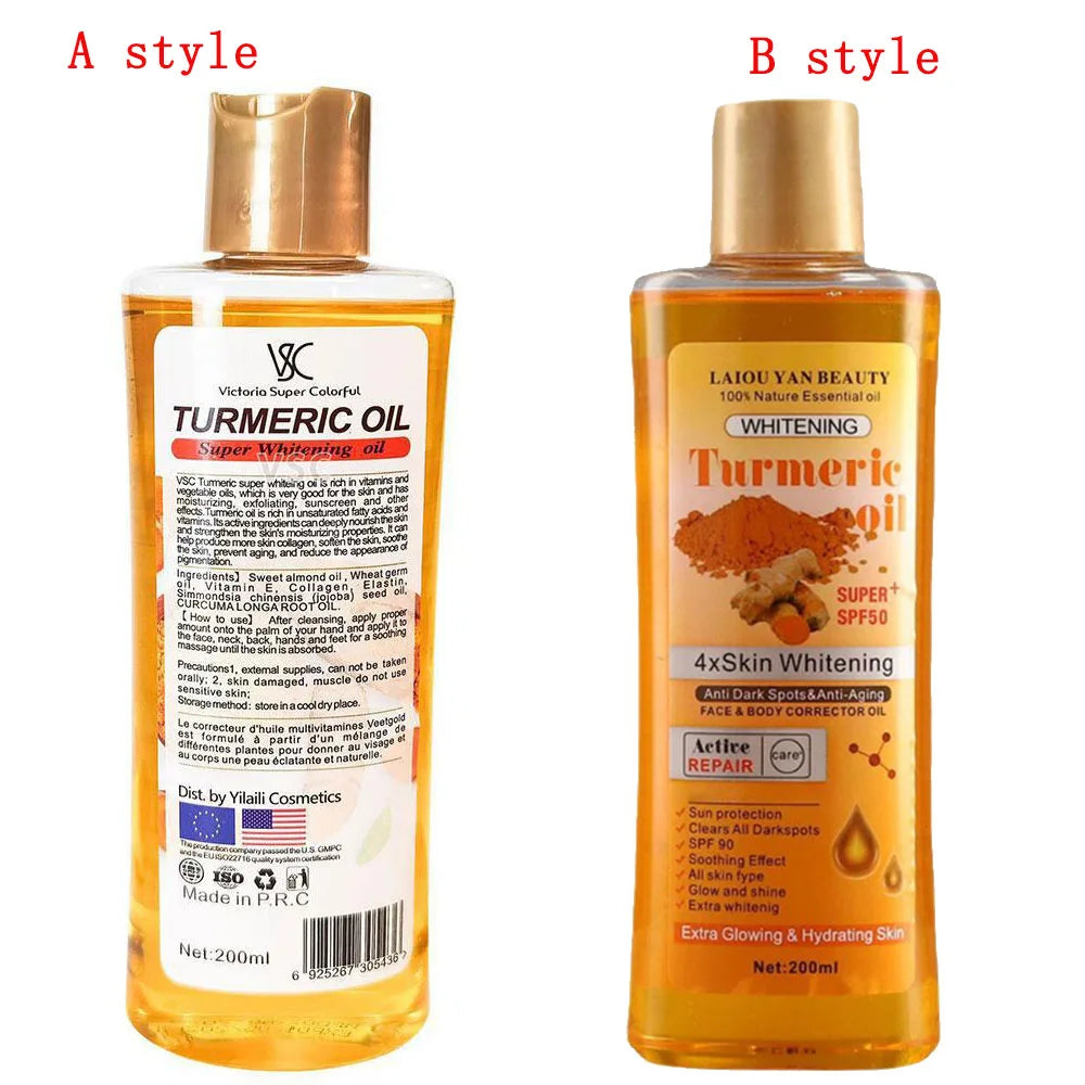 Turmeric Essential Oil 200ml — Moisturizing Facial & Body Massage Oil, Aromatherapy, Brightening & Smoothing Skincare