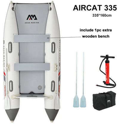 AQUA MARINA AIRCAT Inflatable Boat – Double Tube Catamaran Dinghy Raft with Drop Stitch Floor for Fishing & Water Sports