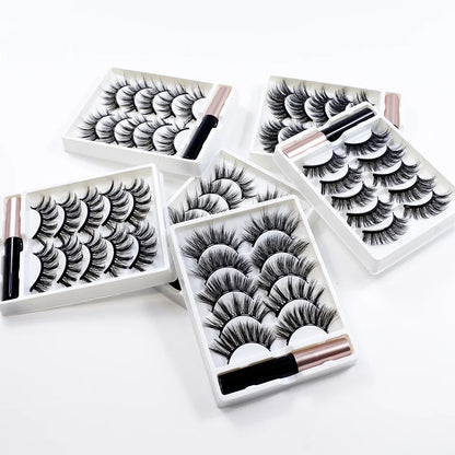 REDSIREN 5 Pairs Magnetic Eyelashes with Eyeliner – Reusable Thick Natural False Lashes