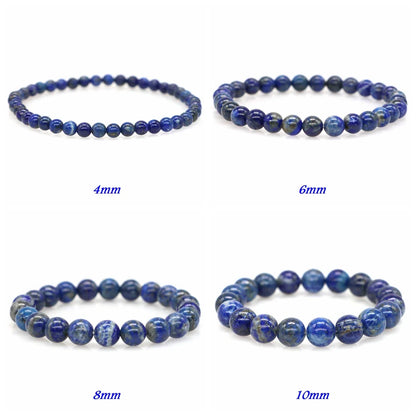 Natural Stone Beaded Bracelet for Men & Women – Healing Crystal Lapis Lazuli Quartz Elastic Couple Jewelry Bangle Bracelet