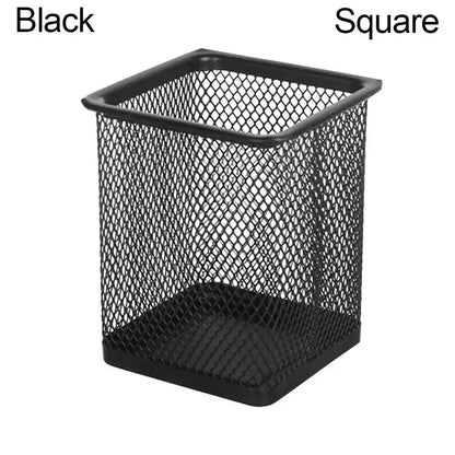 Multifunction Mesh Pen Holder - Round or Square Desk Organizer for Pens, Pencils & Stationery