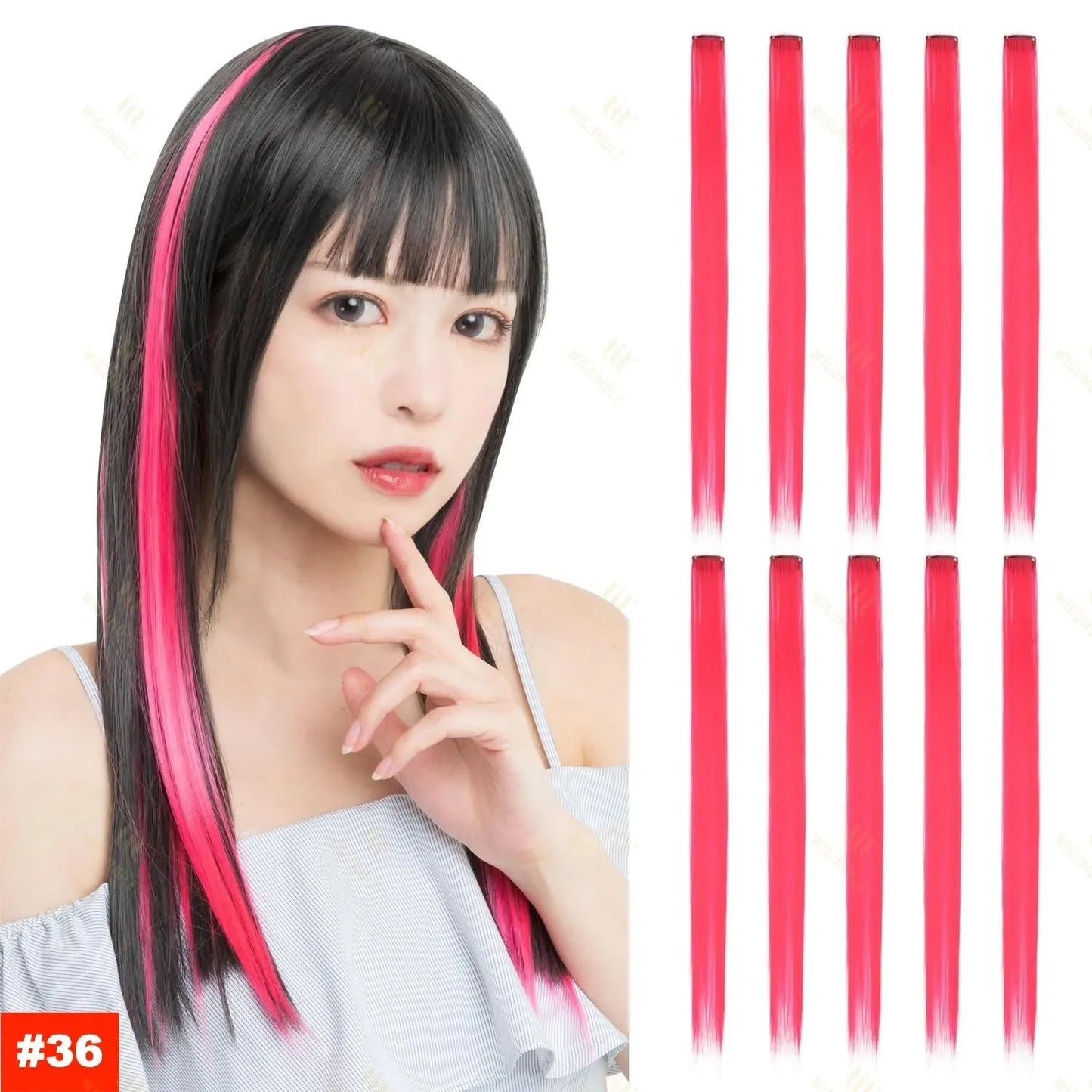 1/5/11 Pack 22" Clip-In Multi-Color Rainbow Hair Extensions – Synthetic Highlights for Girls, Women & Kids