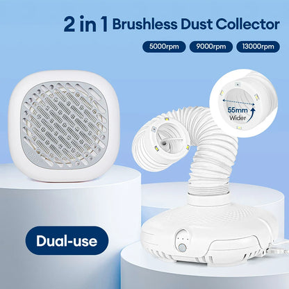 130W Brushless Nail Dust Collector – Double-Use Nail Art Vacuum with Tube Elbow for Manicure