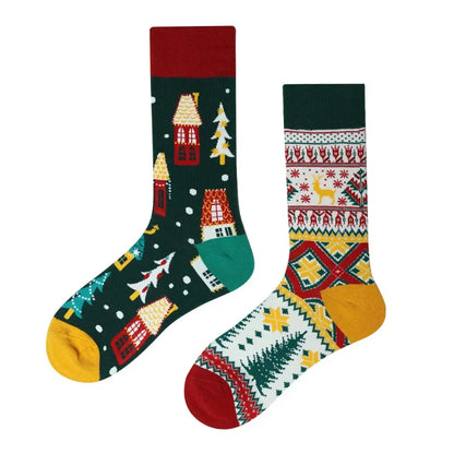 WY_New Asymmetrical Couples Mandarin Ducks Cotton Socks – Fashion Sports Colorful Medium & High Sleeve Unisex Crew Socks, Trendy Couple Gift Socks