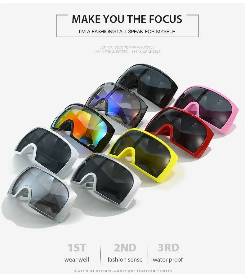 2025 Oversized Punk Shield Sunglasses – Luxury Steampunk Big Frame UV400 Sport Goggles for Women & Men