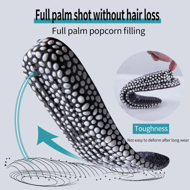 Heightening Running Insole – PU Foam with Rice Particles, Breathable & Soft Shoe Insole for Hiking, Knee Protection for Men & Women