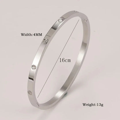 Stainless Steel Cuff Bracelet — Crystal Charm Bangle for Women, Fashion Jewelry