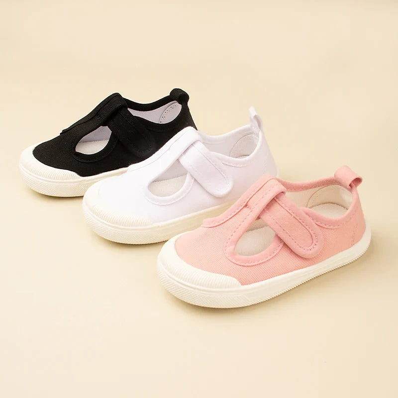 Spring & Autumn Kids Canvas Shoes — Personalized T-Shaped Breathable Sneakers for Children, Model EW8268