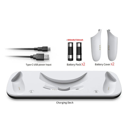 VR Headset Controller Charging Dock for Meta Quest 3 — Cradle with 2 Rechargeable Batteries & USB-C Cable