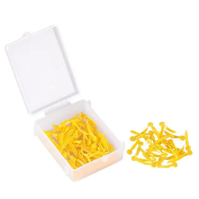 100pcs Disposable Dental Wedges – Plastic Arc Concave Diastema Wedges with Circular Hole for Dentist Use