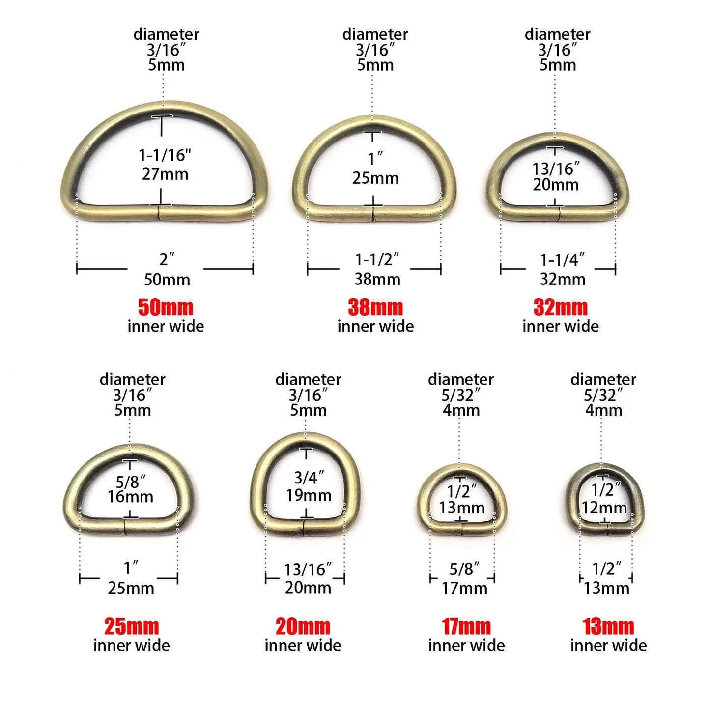 5Pcs Heavy-Duty Metal D-Ring Buckles – Thickened Leather Bag Strap Hardware for Backpack, Purse, Dog Collar & DIY Accessories