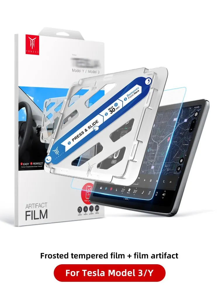 YZ Tempered Glass Screen Protector for Tesla Model 3/Y – Anti-Glare HD Center Console Film Protection Accessories