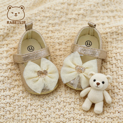 Baby First Walker Shoes - Breathable Non-Slip Princess Lace Shoes for Toddlers & Girls