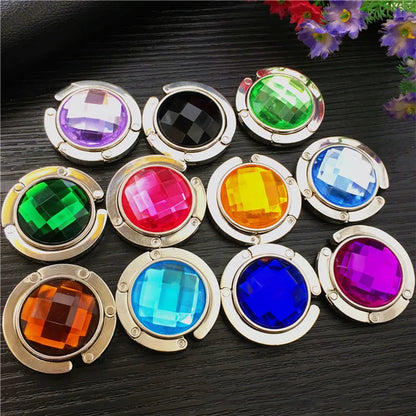 Crystal Alloy Magic Hooks: Portable Handbag Folding Hanger Holder for Purse Bag