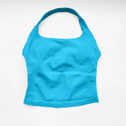 NCLAGEN Impact Halter Top — Women's Padded Longline Strappy Yoga Tank for Gym, Pilates & Fitness Activewear