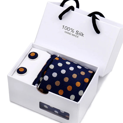 Men's Tie Set – Paisley Ties in a Box with Pocket Square and Cufflinks – Luxury Wedding, Business, Formal Suit Tie Gift