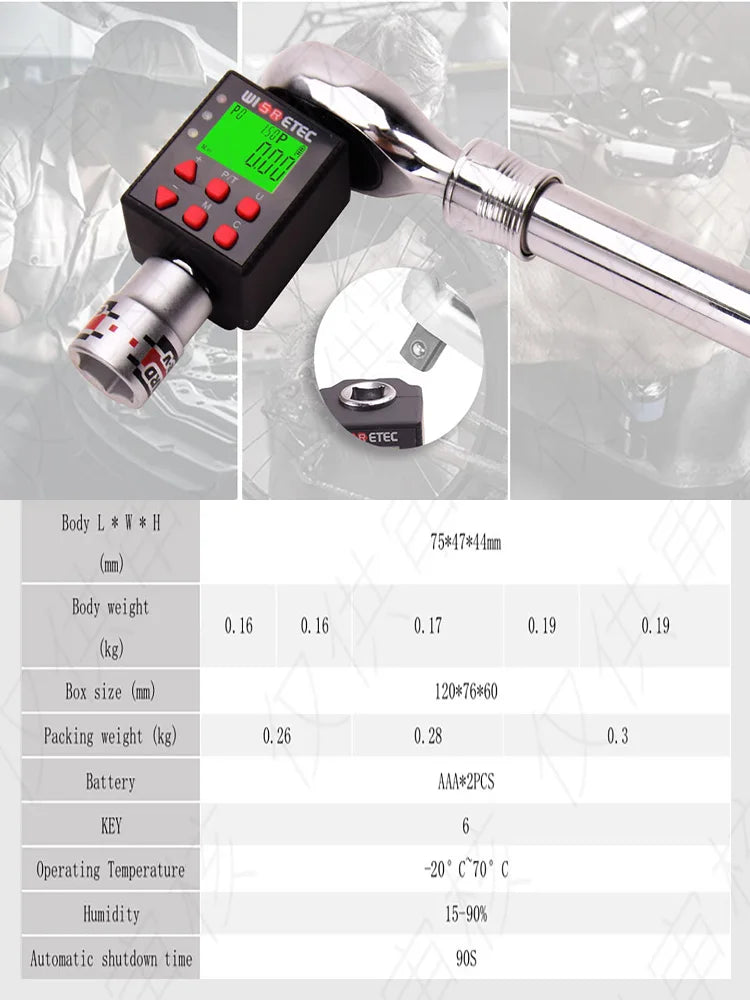 Digital Torque Wrench Meter 0.1-340 N·m Adjustable Electronic Torque Meter Adapter for Professional Repairs