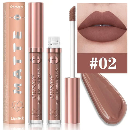 Matte Velvet Dark Red Brown Lip Gloss – Long-Lasting Waterproof Liquid Lipstick with Natural Moisturizer & Transparent Lip Oil