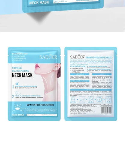 10pcs SADOER Hyaluronic Acid Neck Masks – Collagen Firming & Moisturizing Skincare for Neck