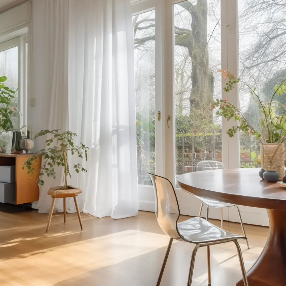Shading Solid White Sheer Curtains - Modern Tulle Voile Organza for Living Room and Kitchen Window Decoration