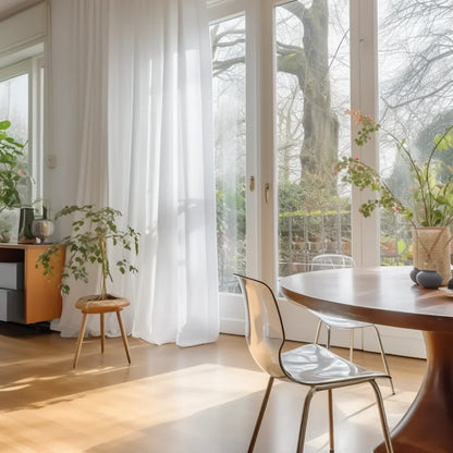 Shading Solid White Sheer Curtains - Modern Tulle Voile Organza for Living Room and Kitchen Window Decoration