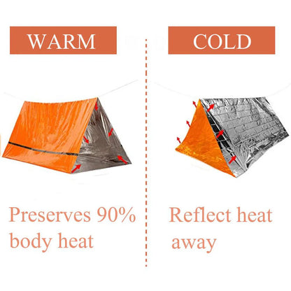 2-Person Emergency Survival Shelter Kit: Mylar Tube Tent Sleeping Bag - Waterproof Outdoor SOS Thermal Blanket - Reusable, Essential for Safety