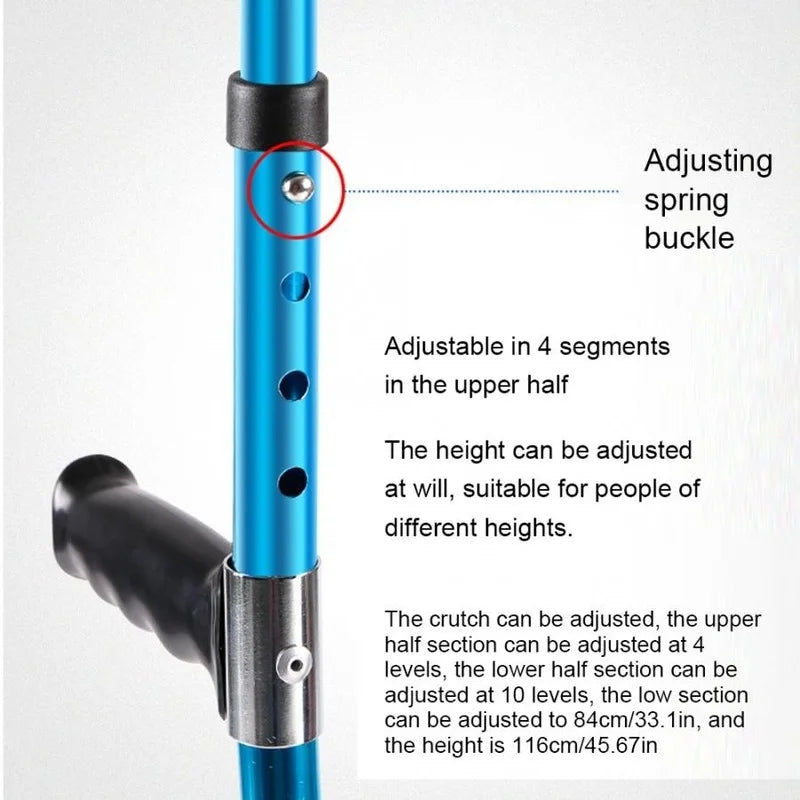 Adjustable Folding Aluminum Crutch – Telescopic Underarm Cane for Seniors & Disabled