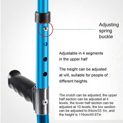 Adjustable Folding Aluminum Crutch – Telescopic Underarm Cane for Seniors & Disabled