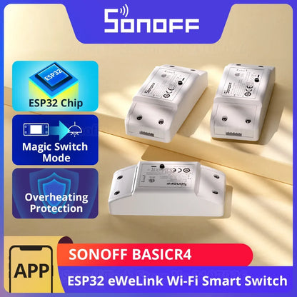 SONOFF BASICR4 WiFi Smart Switch - ESP32 Remote Control with eWeLink, Alexa & Google Home Compatibility