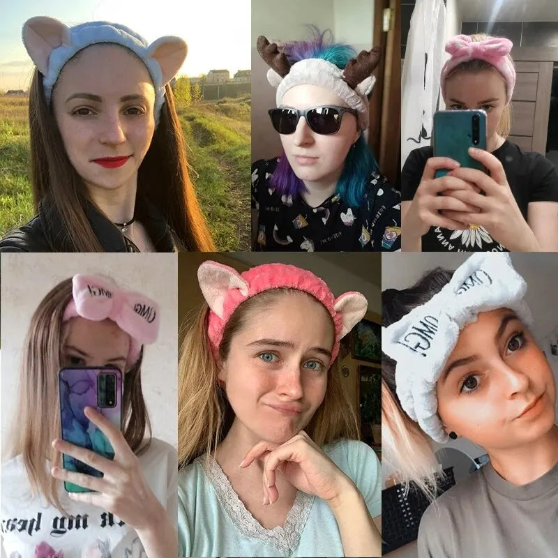 Sweet Coral Fleece Hair Bands: Elastic Bow Headbands for Women - Soft Wash Face Hairbands, Cute Hair Accessories