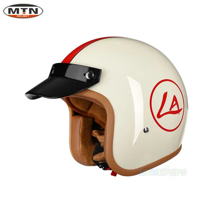 Vintage 3/4 Motorcycle Helmet — DOT Certified Synthetic Leather Jet Helmet, Model 508