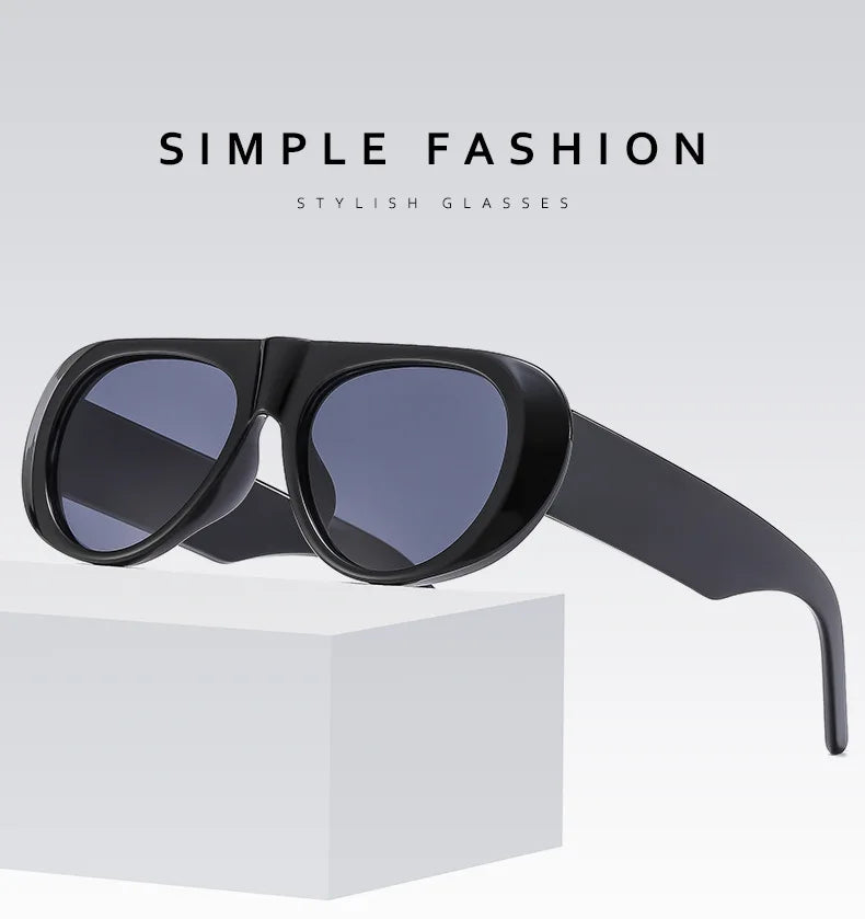 Fashion Retro Oval Large Frame Sunglasses — Minimalist Design UV-Resistant Eyewear for Women